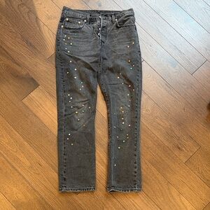 Levi’s Premium 501 28” x 30” Long Embellished Gray Jeans C11-098